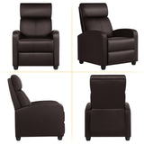Yaheetech Recliner Chair Faux Leather Recliner Sofa Adjustable Modern Seat Club Chair Home Theater Seating Brown Yaheetech