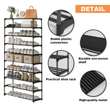 Calmootey 10-Tier Shoe Rack, Tall Large Capacity 50 Pairs Shoes Storage Organizer, Stackable Wide Shoe Shelf for Entryway, Hallway, Black Calmootey