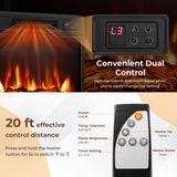 COSTWAY Electric Fireplace TV Stand for TVs Up to 65 Inches, 18-inch Fireplace Insert with APP & Remote Control, 16 Color Lights, Wooden Entertainment Center with Adjustable Shelves (Dark Brown) COSTWAY