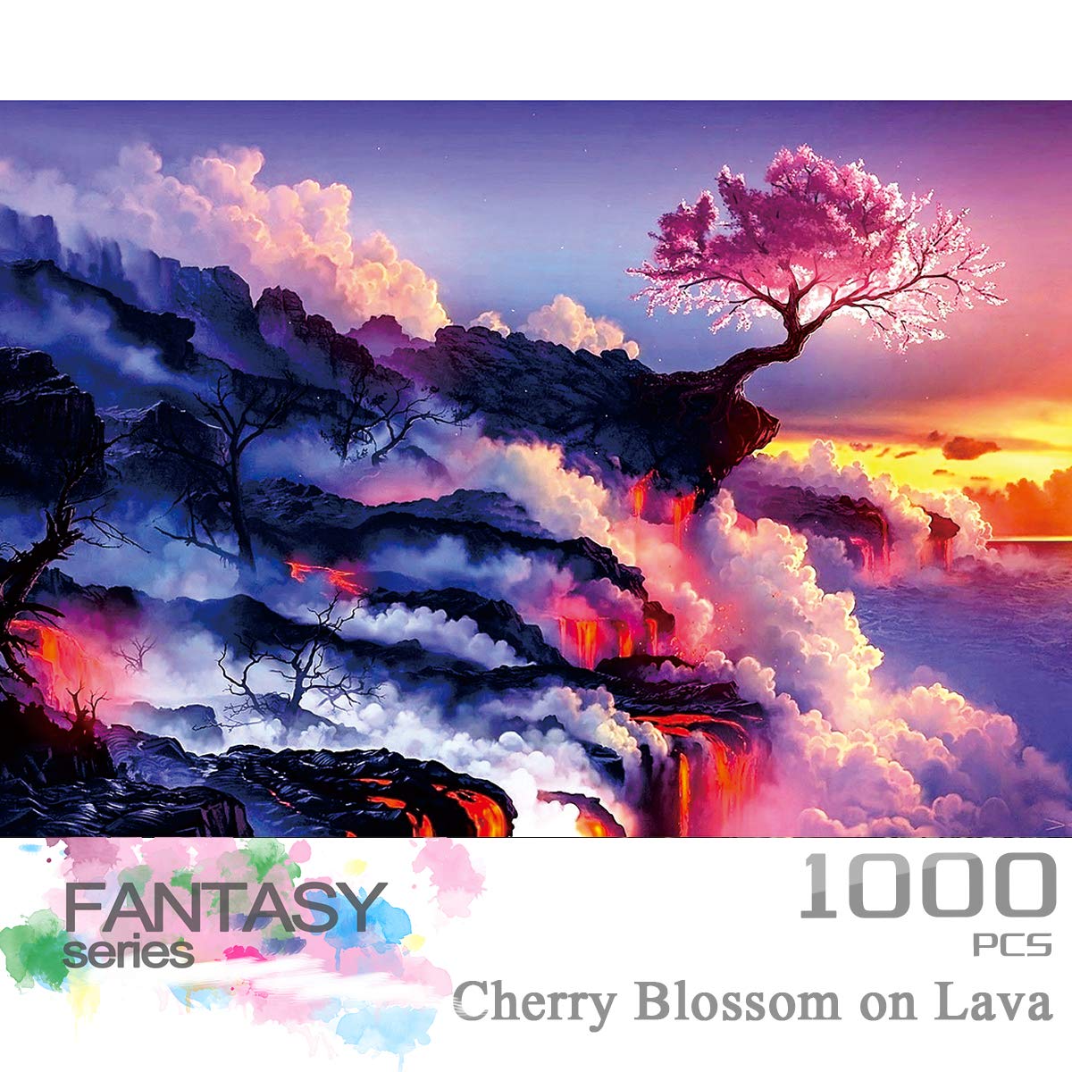Ingooood- Jigsaw Puzzle 1000 Pieces for Adult- Fantasy Series- Cherry Blossom on Lava_IG-1266 Entertainment Wooden Puzzles Toys Ingooood