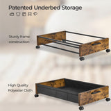 FOUCSSOMEI Under Bed Storage with Wheels, Heavy Duty Storage Containers, Toy Box, Longer Size 31.5", Wooden Under Bed Organizer Drawers, Metal Frame, for Clothes Books Blankets, Patented Design FOUCSSOMEI