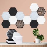 12 Pack Self-adhesive Acoustic Panels, Hexagon Sound Dampening Panels, 14 X 12 X 0.4 In Sound Proof Panels for Walls, High Density Flame Resistant Sound Absorbing Padding for Recording Studio, Office Necmuaih