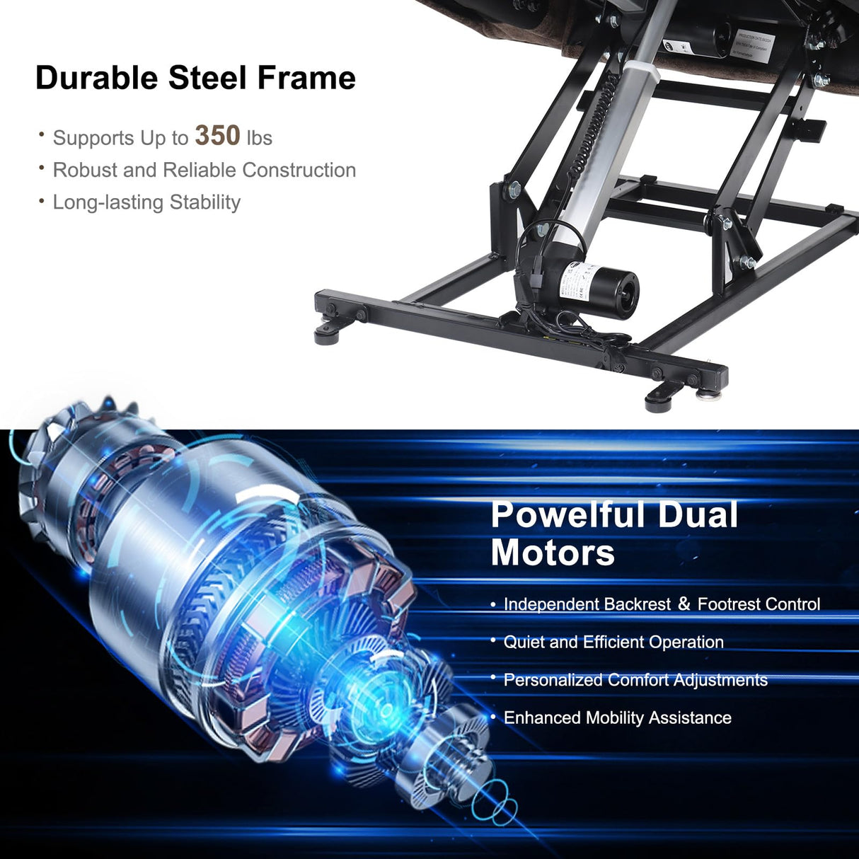 ABCASA Large Dual Motor Lay Flat Power Lift Recliners Chair for Elderly with Heat ＆ Massage, Comfortable Chenille Recliner, USB-A ＆ C, Cup Holder, Side Pocket, Brown ABCASA