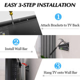 No Stud TV Wall Mount, Drywall Studless TV Hanger No Damage, No Drill, Non Screws, Flat Screen Easy Install Bar Bracket fits VESA 12-55 inch TVs up to 99 lbs, Include Hardware Levels Auoace