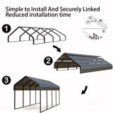 FILLOSLOV Heavy Duty Metal Carport 20x20 ft Galvanized Steel Frame RV Carport Storage All Weather Shelter Easy Assembly for 2 Car Extra Large Canopy for Dual Vehicle Boat Protection Garage (10x20 FT) FILLOSLOV