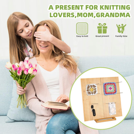 15.4" Foldable Crochet Blocking Board, Upgrade Large Blocking Board Crocheting with 30 Pcs Pins, Granny Square Blocking Boards Crochet Projects, Wooden Knitting Blocking Board for Blocking Crochet CESUSME