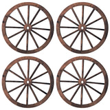 4 Pieces Wooden Wagon Wheel Wall Decor 10 Inches Old Western Wood Wagon Wheel Wall Art Farmhouse Wagon Wheels Rustic Yard Decor Wood Hanging Decorative Wheels for Garden Home Bar Garage Qunclay