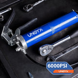 UNOYX 14oz Grease Gun, 6000PSI Heavy Duty Pistol Grip Grease Gun, Car Grease Gun Kit, Standard Coupler and Needle Nose Adapter, for Car Trucks Tractors Marine Bearings UNOYX