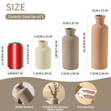 Ceramic Vase Set of 3, Flowers Neutral Modern Vases Home Decor Rustic Farmhouse Decor Pampas Vase for Table Mantel Entryway Shelf Living Room Kitchen Bathroom - Brown ooit