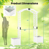 Happygrill Garden Arbor with Planter Boxes, Outdoor Wedding Arch with Trellis for Climbing Plants Vine Vegetables Herbs, Wooden Arbor Archway for Ceremony, Party (White) HAPPYGRILL
