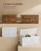 VASAGLE Storage Chest, Storage Trunk with 2 Safety Hinges, Storage Bench, Shoe Bench, Farmhouse Style, 15.7 x 39.4 x 18.3 Inches, for Entryway, Bedroom, Living Room, Rustic Brown ULSB164K01 VASAGLE