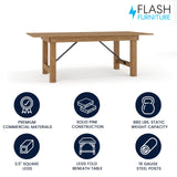 Flash Furniture Hercules Series 7' x 40" Rustic Solid Pine Folding Dining Table, Rectangular Antique Farmhouse Dining and Event Extension Table Flash Furniture