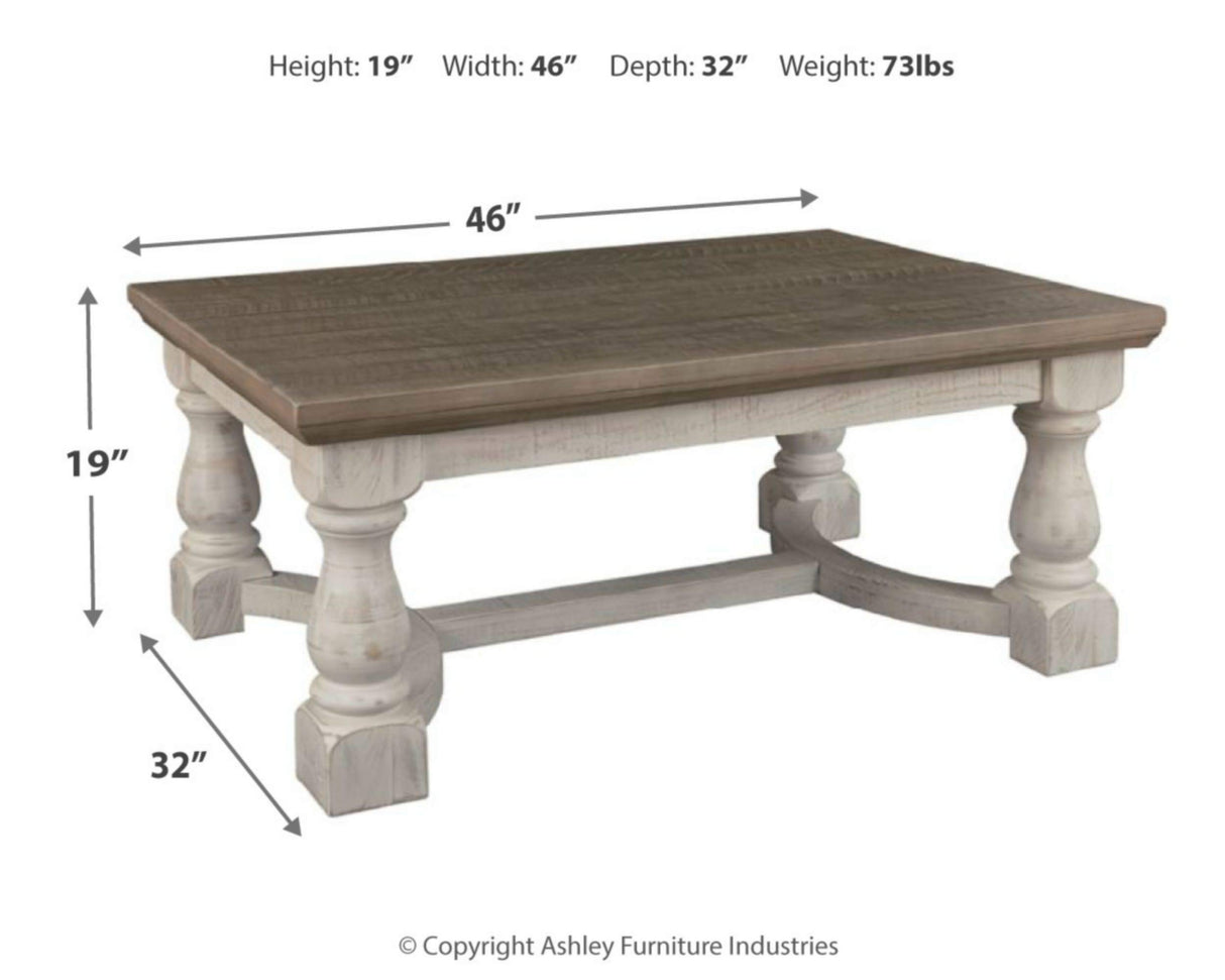 Signature Design by Ashley Havalance Farmhouse Rectangular Coffee Table, Gray & White with Weathered Finish Signature Design by Ashley