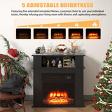 PRETZI 28" Electric Fireplace with Mantel, Small Fireplace tv Stand with 18" Fireplace Insert, 3D Realistic Flame, Portable Freestanding Fireplace with a Shelf for Living Room, Remote Control, Black PRETZI