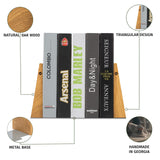 TILISMA Book Ends for Shelves - Handmade Wooden Bookends with Metal Base, Oak Tree - Sturdy Book Holders for Heavy Books - Fancy Modern Decorative Book Accessories to Hold Books on Bookshelf TILISMA