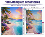 eniref Diamond Art Kits for Adults,Beach Sunset DIY 5D Round Full Drill Diamond Painting Gem Art Kits for Crafts Gift and Home Wall Decor,Flowers Coconut Trees Sea Diamond Dots Kit 12x16 Inch eniref