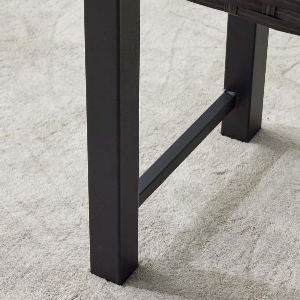 Seekverse 46" Outdoor Rattan Backless Bench Set of 2, All-Weather Patio Garden Bench for Backyard, Porch, or Lawn, Durable Steel Bench for Outdoor Spaces Seekverse