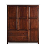 Grain Wood Furniture Shaker 3-Door Wardrobe, Solid Wood with Cherry Finish Grain Wood Furniture