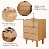 Tall Nightstand with 3 Drawer Natural Wood Nightstand,Solid Wood Nightstand,Mid Century Modern Nightstand Side Table,Modern Wood Night Stand End Table,Wooden Bedside Table for Bedroom,Living Room AnywaysWood