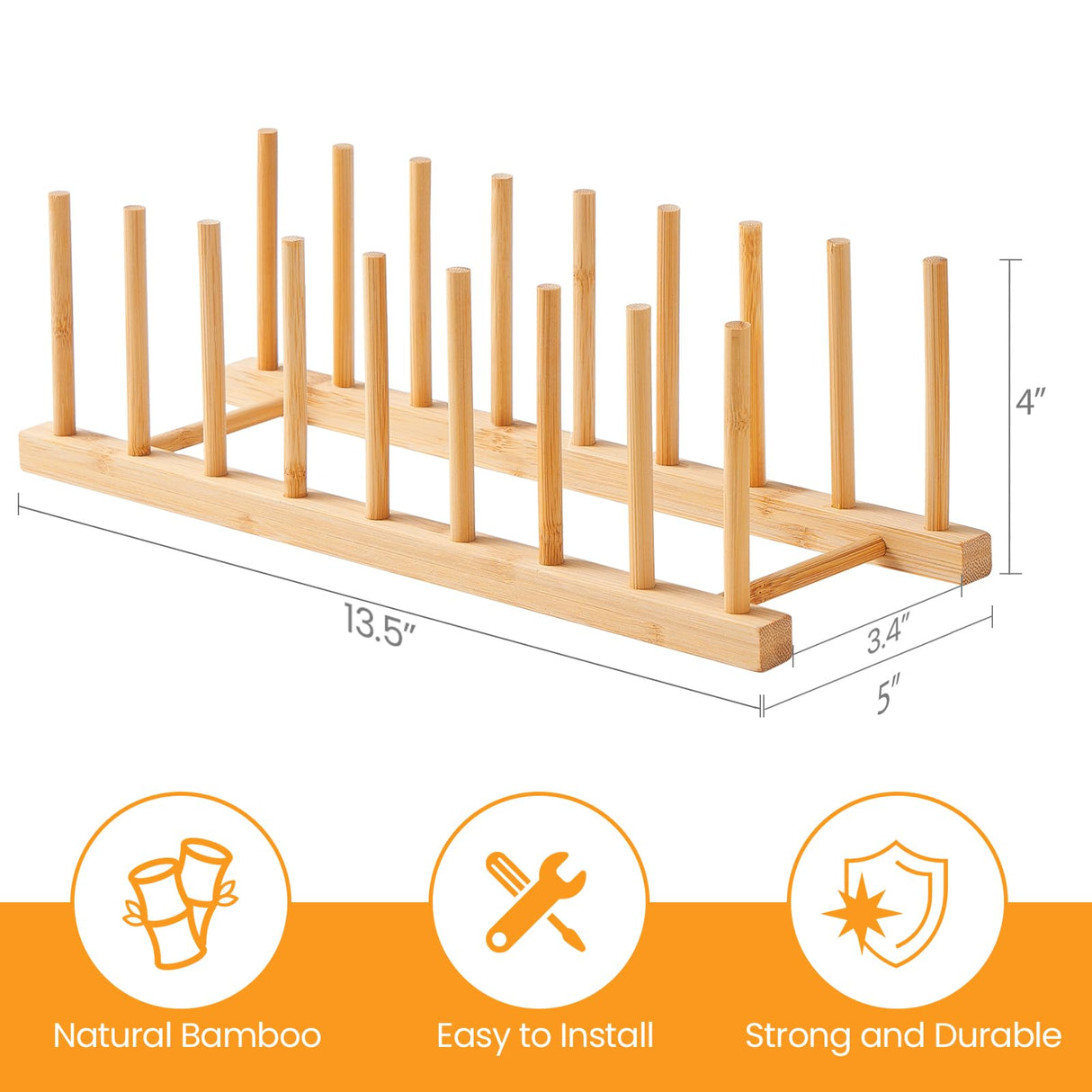 Worthyeah Bamboo Dish Drying Rack-2 PCS Pot Lid Plate Rack Organizer Holder for Cabinet-Cutting Board Organizer for Dish, Pot Lid, Bowl, Cup, Cutting Board Worthyeah