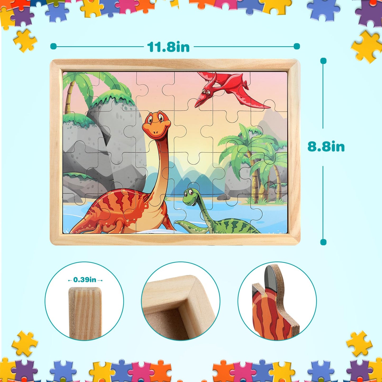 OIDIRE Wooden Puzzles for Kids Ages 4-8, 6 Pack Puzzles Wooden Jigsaw Puzzles 60 Pieces for Children Learning Educational Puzzles Toys for Boys and Girls