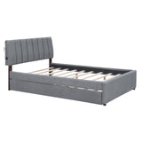 Harper & Bright Designs Full Size Upholstered Platform Bed with Twin Size Trundle, Teddy Fleece LED Platform Bed Wood Frame with Headboard, No Box Spring Needed - Gray Harper & Bright Designs