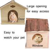 Hamiledyi Guinea Pig Wooden House, Chinchilla Space Natural House with Window Pets Large Hideout Play Hut for Gerbil Ferret Squirrel Rats Mice Hedgehog Hamiledyi