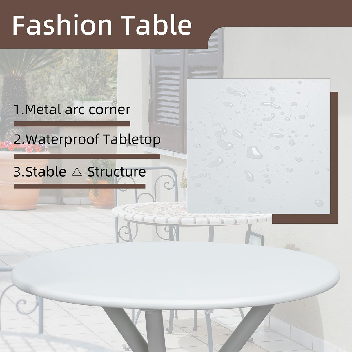 Shintenchi 3 Pieces Patio Bistro Sets, Outdoor Textilene Fabric Conversation Bistro Set, Textilene Fabric Front Porch Chairs Small Patio Furniture Set with Table for Lawn,Garden,Balcony (White) Shintenchi