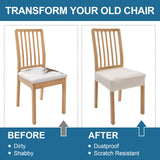 Smiry Waterproof Seat Covers for Dining Room Chairs Set of 4, Stretch Jacquard Removable Washable Chair Seat Slipcovers Protector, No Rear Covers, Beige Smiry