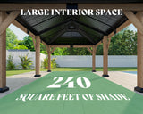 AMERLIFE 12x20 ft Hardtop Gazebo, Spruce Wood Gazebo with Iron Double Roof, Outdoor Pergola with Wood Frame for Garden, Porch, Patio, Charcoal Gray + Brown Gray AMERLIFE