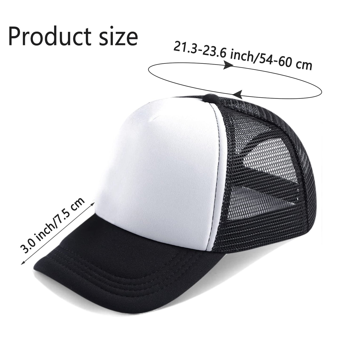 Ultrafun 12 Pack Trucker Hat Summer Mesh Sublimation Blank Hats Adjustable Snapback Baseball Hats for Men Women (12Pack-White)