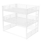 Bellemave Triple Bunk Bed Queen Size, Heavy Duty 3 Bunk Beds with Safety Guardrails and Noise-Reduced Design, Metal Triple Bed for 3 Kids, Teens, Adults, No Box Spring Needed White Bellemave