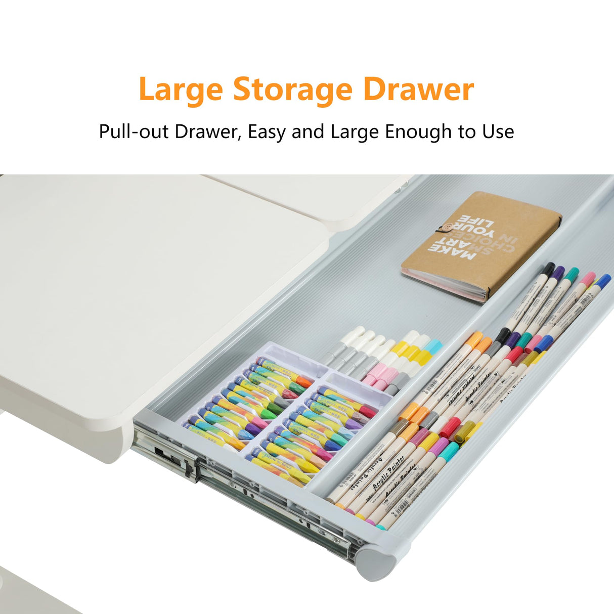 FCD Desk and Chair for Kids, Wood Ergonomic Multi Function Adjustable Study Desk and Chair Set, Drafting Table and Computer Station for Children 5-18 (Blue Chair, Bookshelf Not Included) FCD