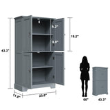 ChooChoo Bathroom Floor Cabinet, Modern Bathroom Storage Cabinet with 4 Doors and Adjustable Shelves, Freestanding Cupboard for Living Room, Grey ChooChoo