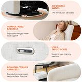 SENYUN Power Recliner Chair, Swivel Rocker Recliner w/USB & Type-C Charging Ports, Chenille Upholstered Swivel Rocker Glider Recliner for Nursery,Living Room, Bedroom, 1PC, Cream SENYUN