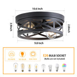 Litaddscen 2 Pack Black Farmhouse Flush Mount Ceiling Light,2-Light Rustic Hallway Light Fixtures,Industrial Lighting Fixtures Ceiling Mount for Kitchen Hall Entry Bedroom Closet Litaddscen