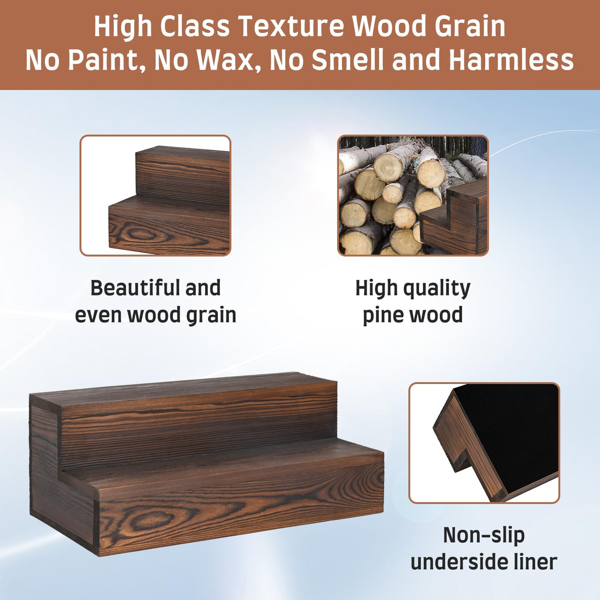 TIRYIUOU 2 Pack Bottle Display Shelf, Wood Bar Bottle Shelves,Tabletop Wine Rack,Tiered Bottle Stand, Bar Shelf Stand for Liquor, Liquor Bottle Display Shelf, Bar Display, Home Storage TIRYIUOU