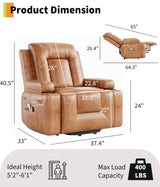 GarveeHome Power Recliner Chair - Heat and Massage, Adjustable Electric Recliner Ergonomic PU Leather Single Sofa, Tall Back, Padded Seat, Lazy Chair for Living Room GarveeHome
