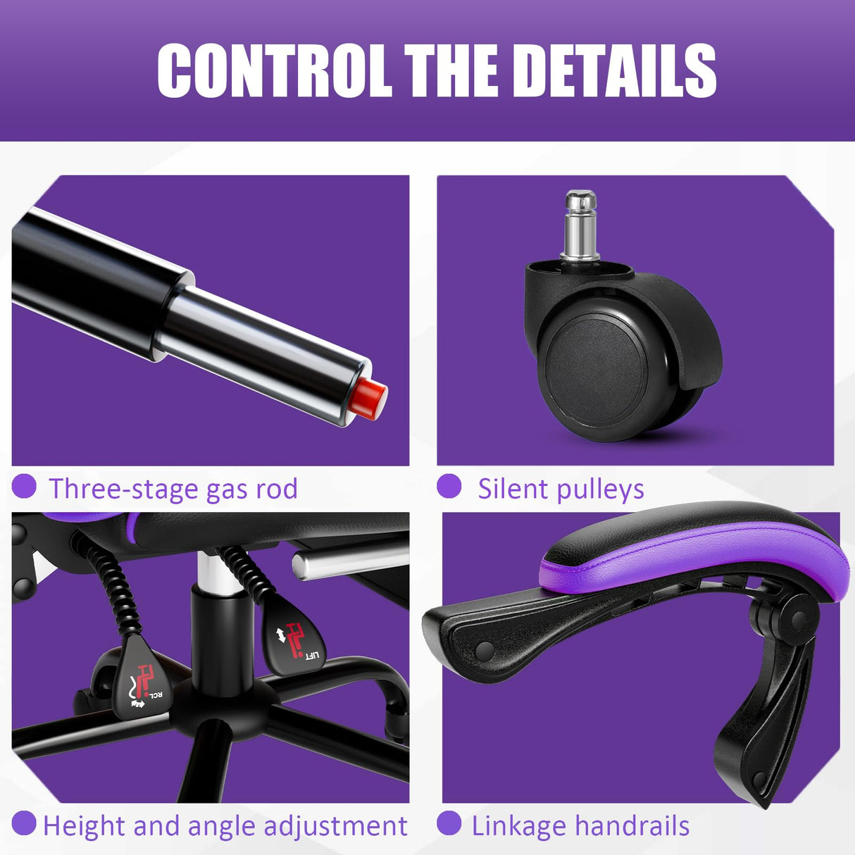 Gaming Chair, Computer Chair with Footrest and Lumbar Support, Ergonomic Video Game Chair with Headrest, Height Adjustable Gamer Chair Office Desk Chair, Purple Ntiibcuy