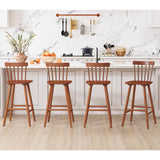 chairus 26" Farmhouse Wooden Bar Stools Set of 2, Windsor Spindle Back Counter Height Stools, Modern Armless Bar Chairs for Kitchen Island Dining Room Cafe, Walnut Brown chairus