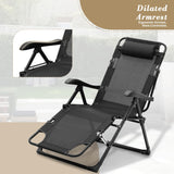 Athena Collection Zero Gravity Outdoor Lounge Chair Recliner, 27" Width Reclining Pool Lounge Lawn Chairs with Headrest and Curved Armrest, Outdoor Chaise for Beach Patio Backyard Outside, Black Athena Collection