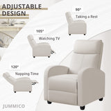 JUMMICO Recliner Chair Adjustable Home Theater Single Recliner Sofa Furniture with Thick Seat Cushion and Backrest Modern Living Room Recliners (Fabric, Beige) JUMMICO