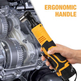 HISUEKIG 3/8" Cordless Electric Ratchet Wrench Set, 18V Ratchet Wrench with 7 Sockets, 500RPM Power Ratcheting Wrench Tool with LED Light, 2-Pack 1300mAh Batteries, Built-in Forward/Reverse Switch HISUEKIG
