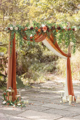 Ling's Moment 6.5FT Backdrop Floral Garland Artificial Wedding Arch Flowers Sage Green Decor, Orange Ceremony Reception Hanging Eucalyptus Rose Arbor Arrangement Outdoor Party Swag Home Decorations Ling's Moment