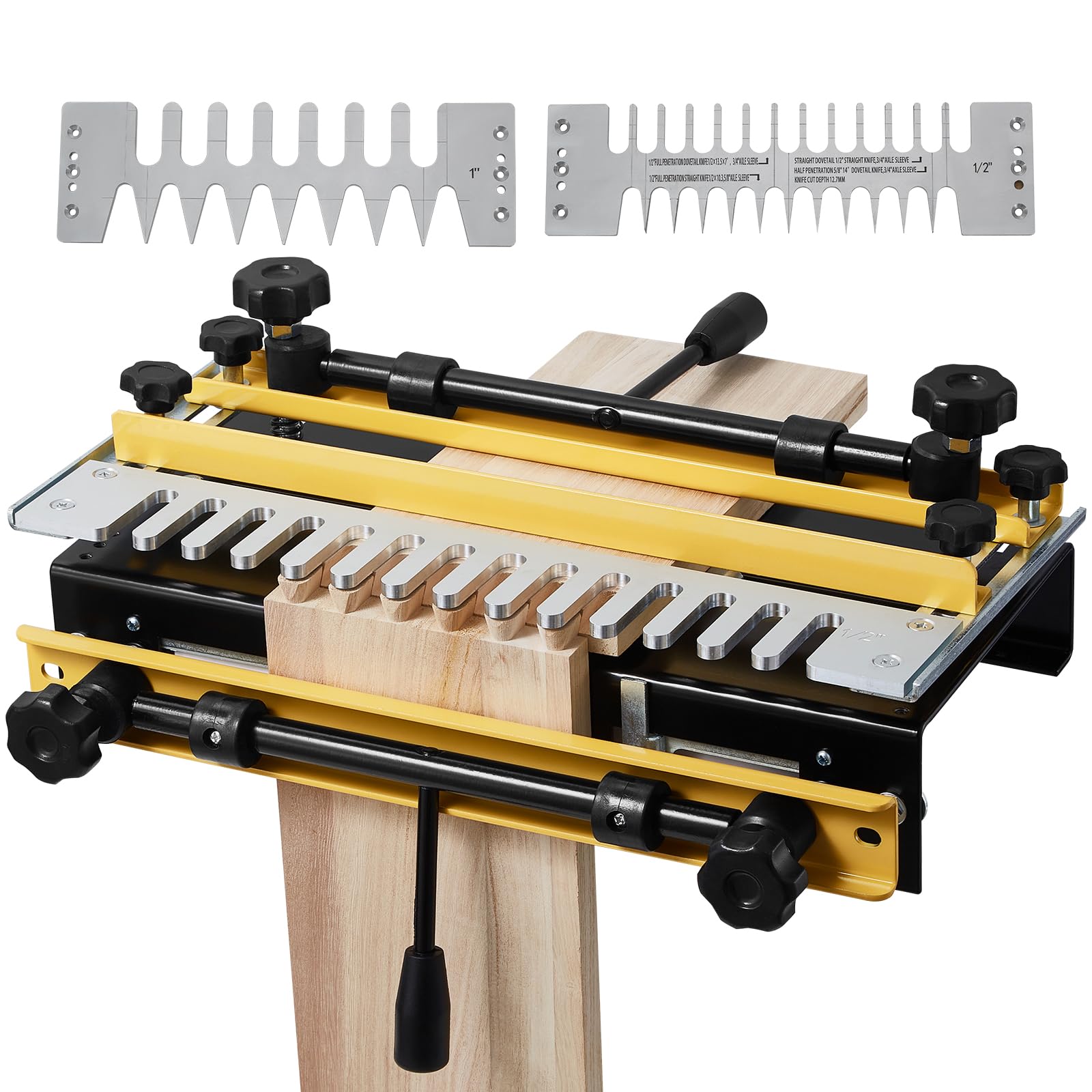 VEVOR Dovetail Jig, 12 in Width, Dove Tailing Router Jigs with 4 Router Bits & 3 Templates, Precise Alignment Dove Tail Jig, Mortise and Tenon Woodworking Tools for Furniture & Wood Cabinet M - WoodArtSupply