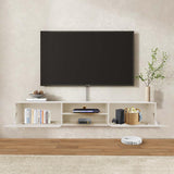 TIMSATIO Floating TV Stand Wall Mounted,70" Floating Entertainment Center for 60" 70" 80",Floating Shelf for Under tv, 3 Cabinet TV Console,Media Console for Living Room (Off-White) TIMSATIO