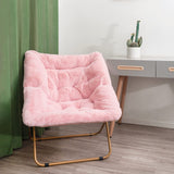 Tiita Comfy Folded Chair, Soft Faux Fur Oversized Folding Accent Chair, Lounge Lazy Chair for Kids Teens Adults, Metal Frame Moon Chair for Bedroom, Living Room, Dorm Rooms, X-Large Pink Tiita