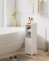 Hzuaneri Bathroom Storage Cabinet, Corner Floor Cabinet with Doors and Adjustable Shelf, Narrow Toilet Paper Cabinet, Bathroom Organizer for Small Spaces, White BC19703X Hzuaneri