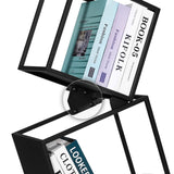 Kunicely 5-Tier Metal Geometric Bookshelf – Modern Narrow Floor Bookcase, Space-Saving Organizer for Living Room, Bedroom, Office, Corner – Black Kunicely