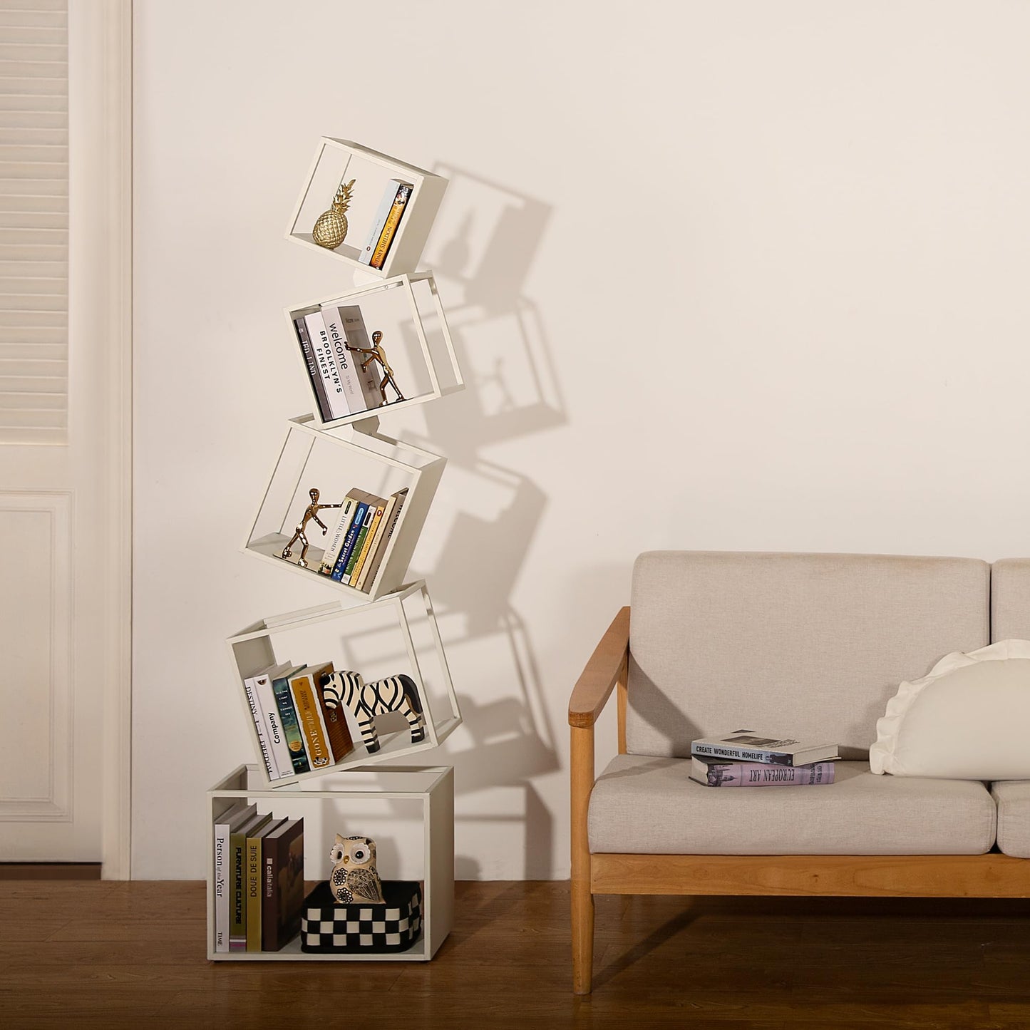 Asuli Modern 5-Tier White Bookshelf - 67" Tall Storage & Display Solution - WoodArtSupply